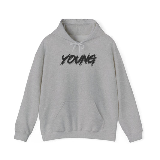 YOUNG (Black Logo) Heavy Blend Hoodie — Dance Music Merch