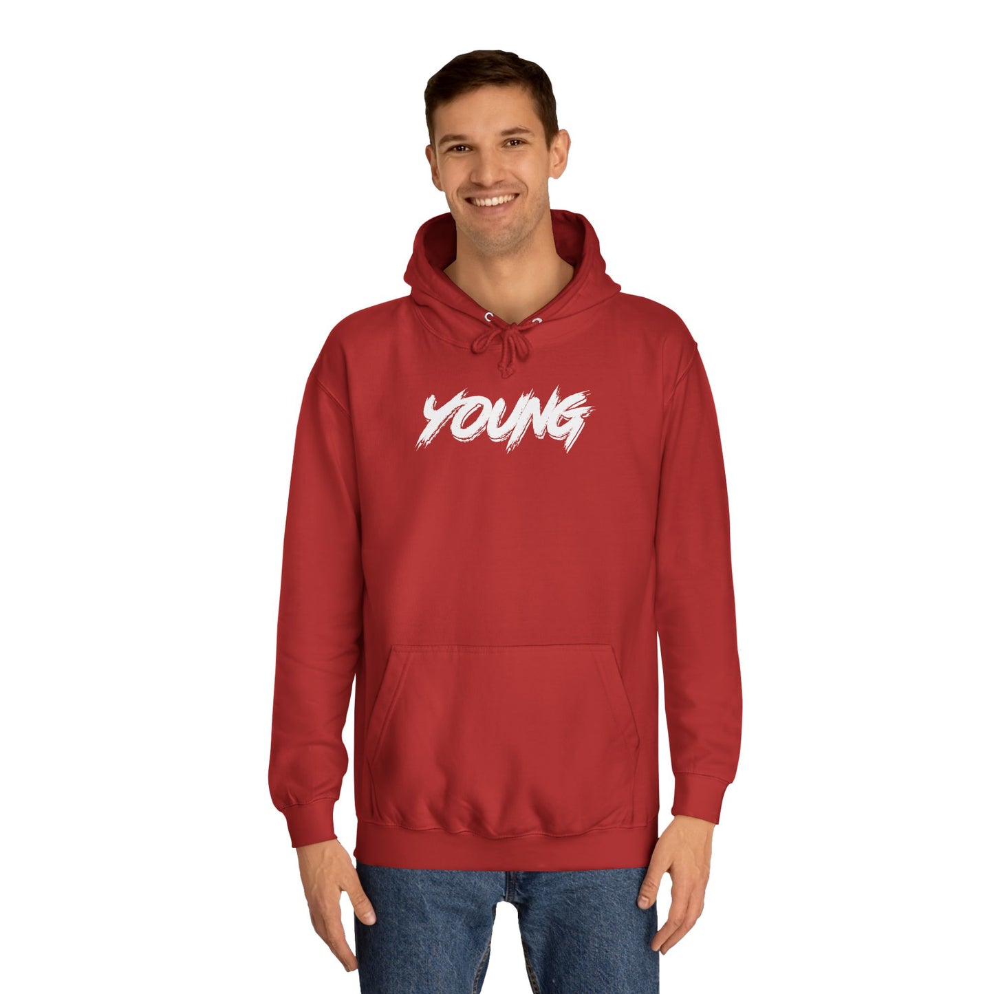 YOUNG (White logo) Logo Hoodie — Artist Branding College Sweatshirt