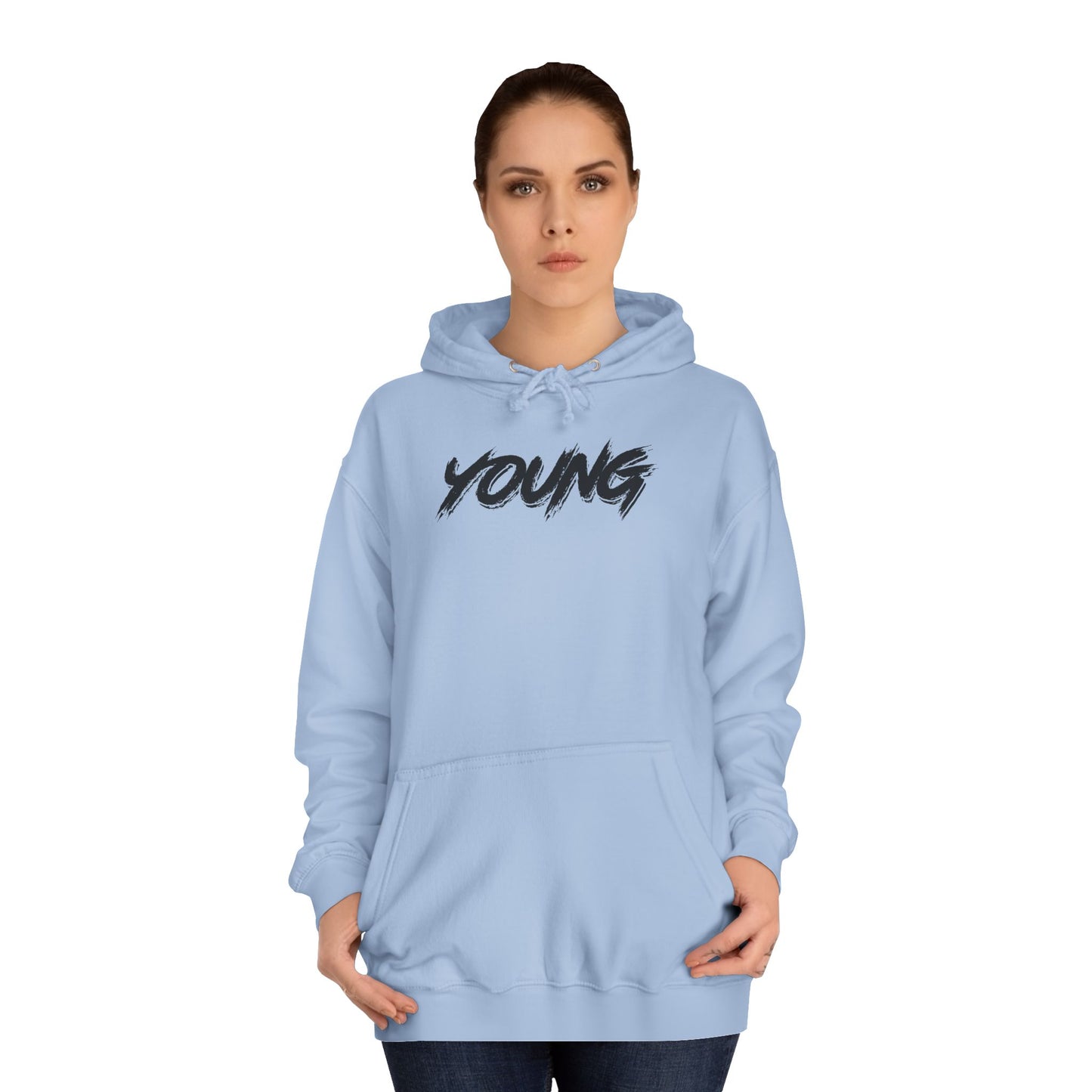 YOUNG (Black logo) Logo Hoodie — Artist Branding College Sweatshirt