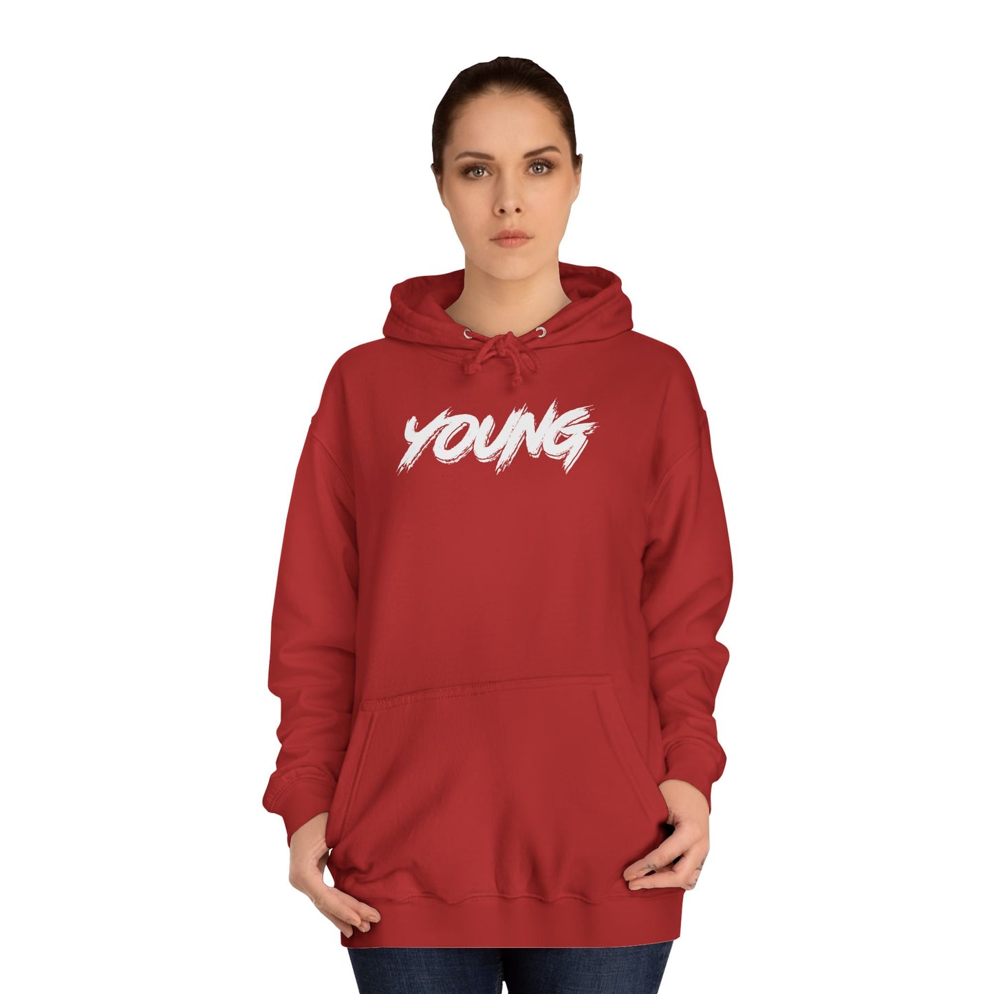 YOUNG (White logo) Logo Hoodie — Artist Branding College Sweatshirt