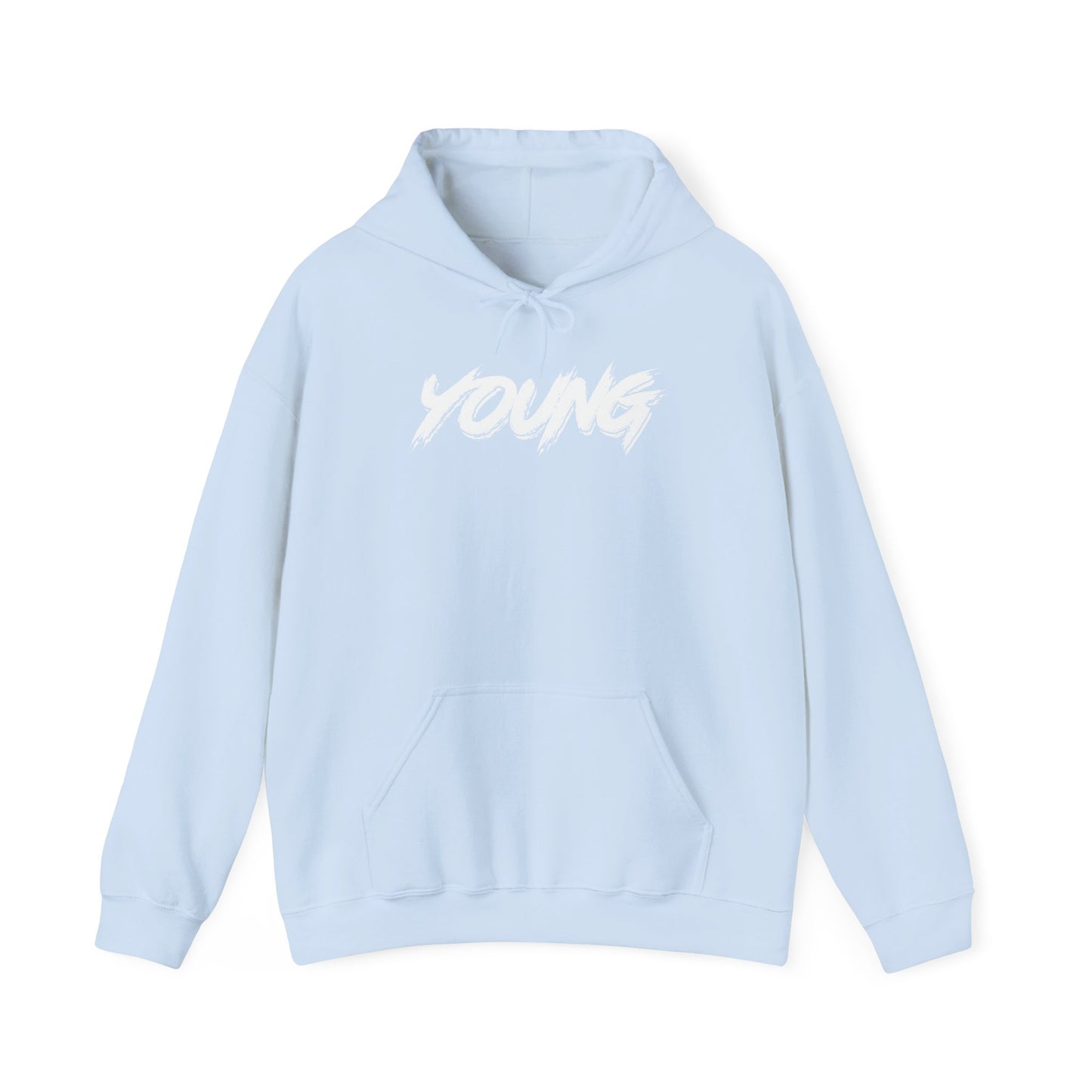 YOUNG (White Logo) Heavy Blend Hoodie — Dance Music Merch