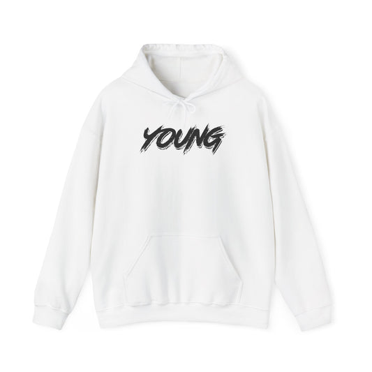 YOUNG (Black Logo) Heavy Blend Hoodie — Dance Music Merch