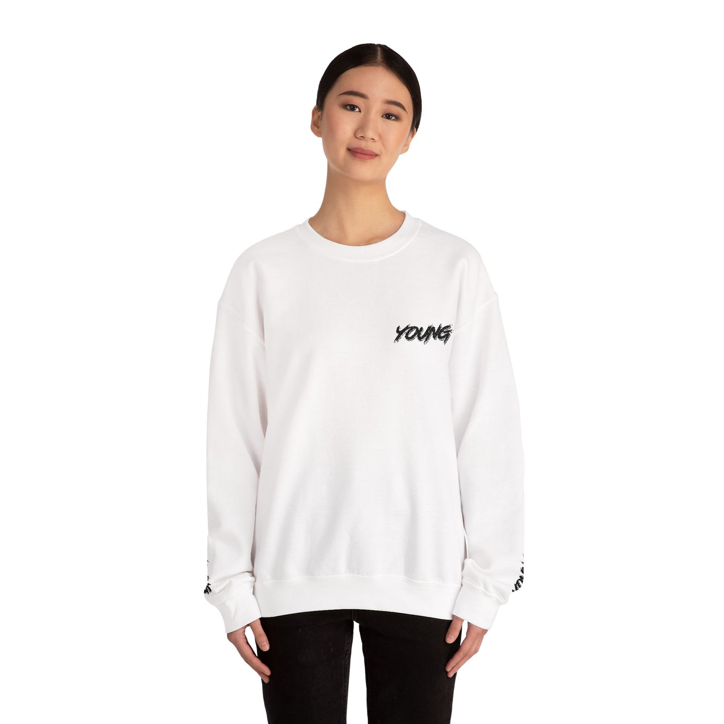 YOUNG (Black Logo) Embroidered Crewneck Sweatshirt