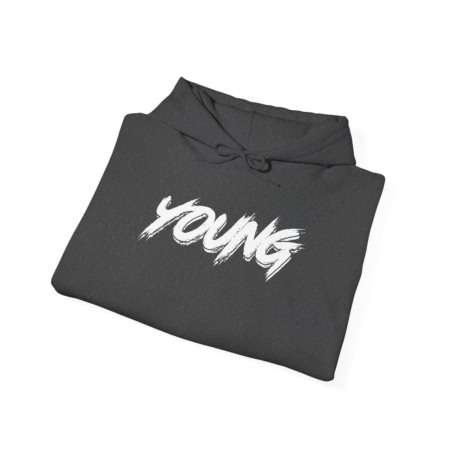 YOUNG (White Logo) Heavy Blend Hoodie — Dance Music Merch