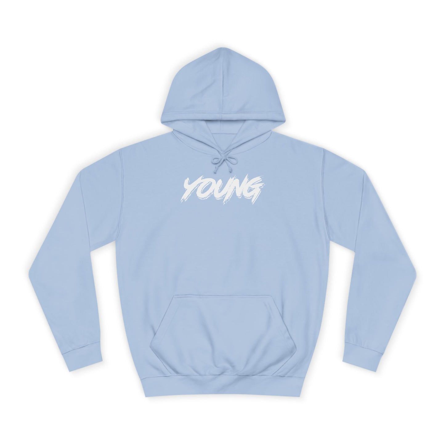 YOUNG (White logo) Logo Hoodie — Artist Branding College Sweatshirt