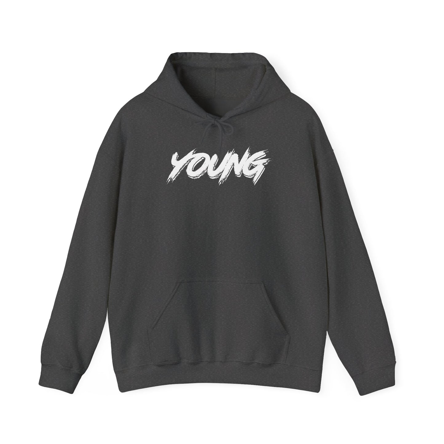 YOUNG (White Logo) Heavy Blend Hoodie — Dance Music Merch