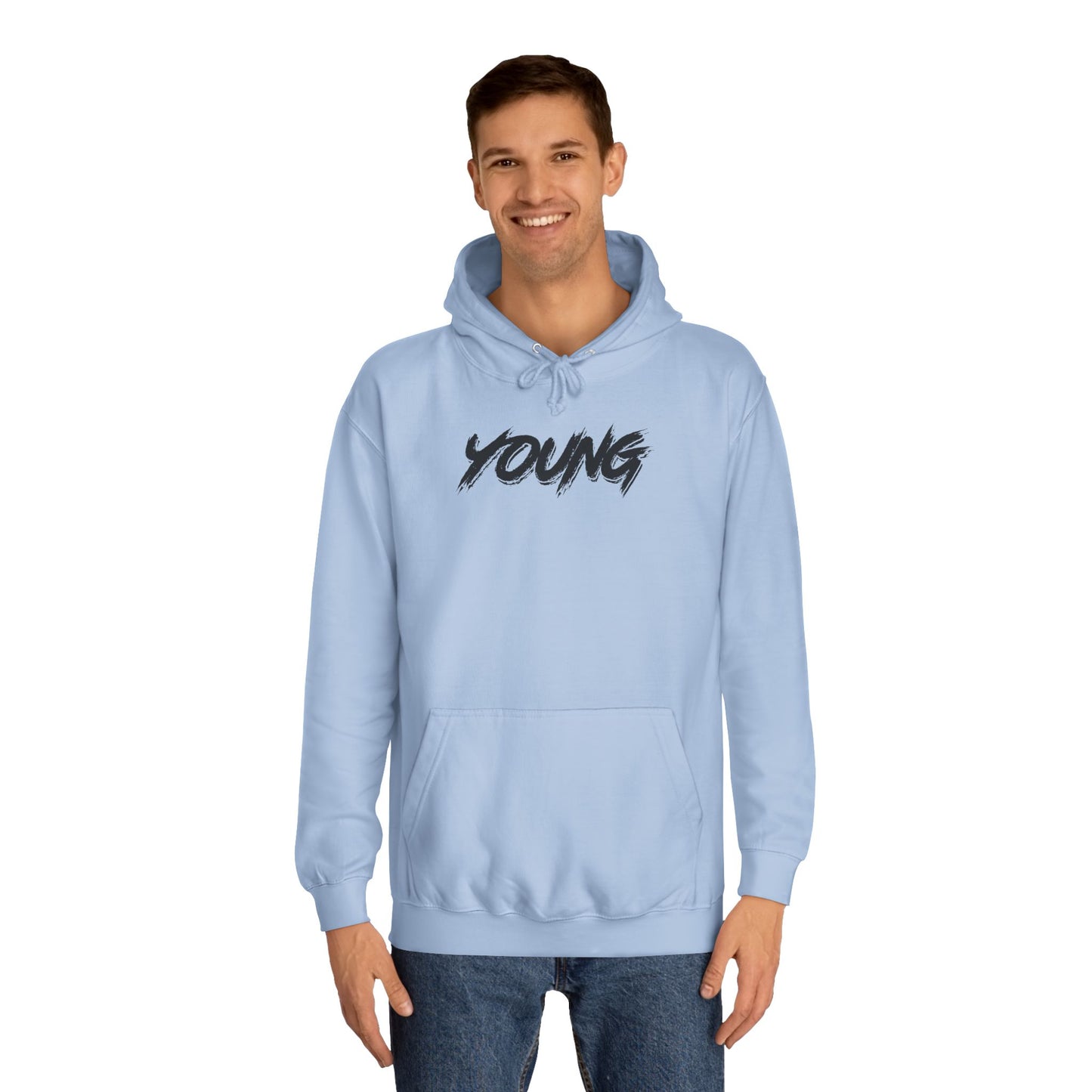 YOUNG (Black logo) Logo Hoodie — Artist Branding College Sweatshirt