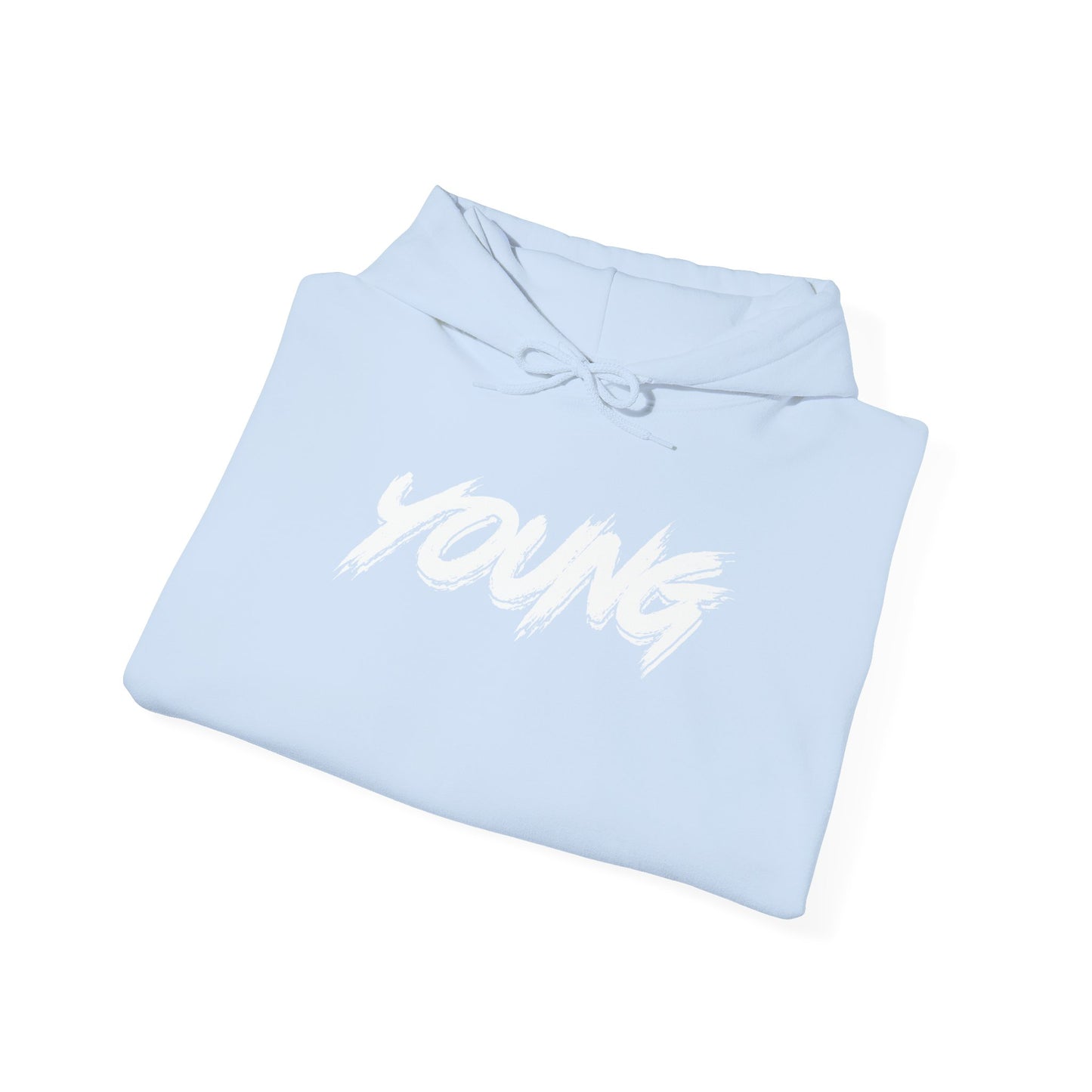 YOUNG (White Logo) Heavy Blend Hoodie — Dance Music Merch