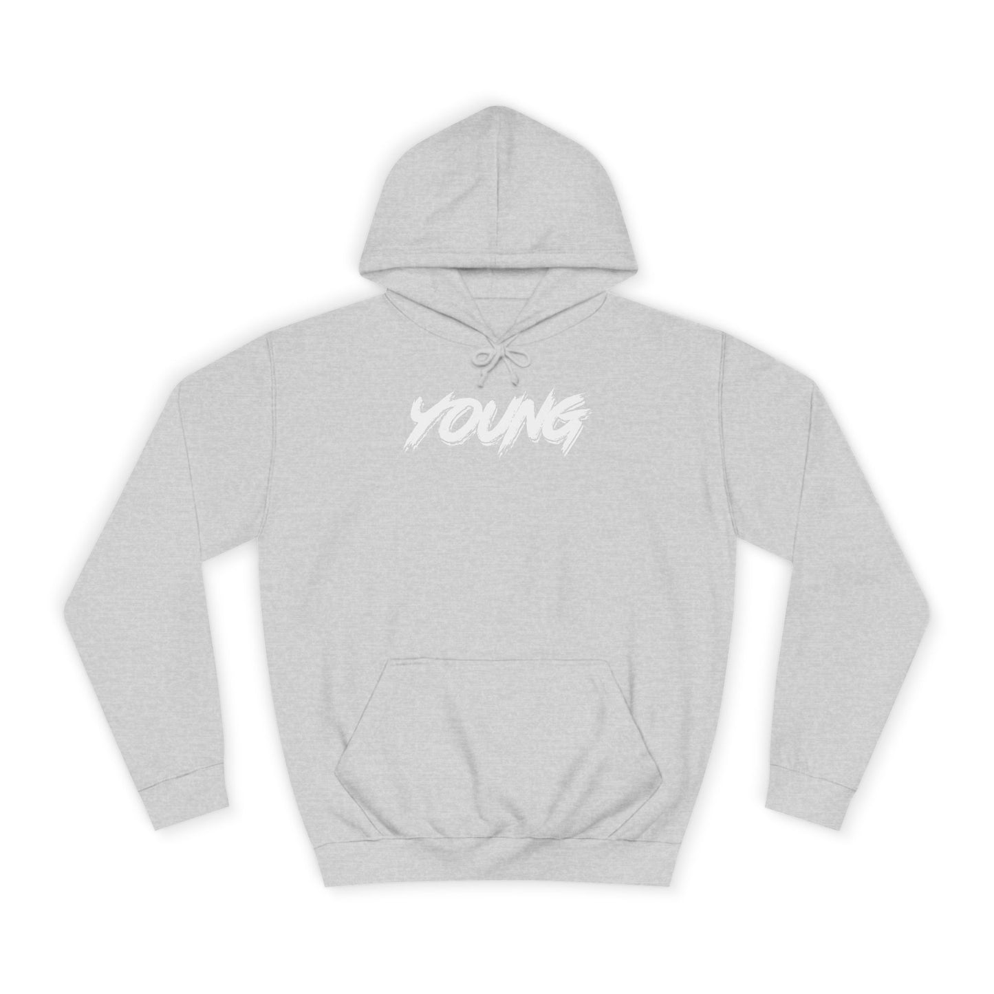 YOUNG (White logo) Logo Hoodie — Artist Branding College Sweatshirt