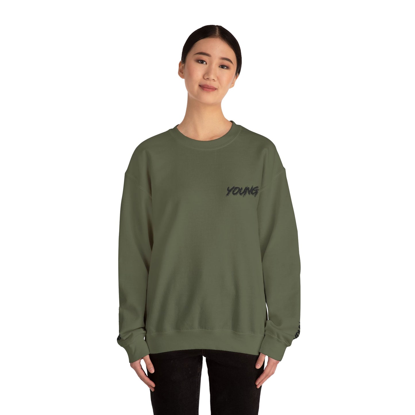 YOUNG (Black Logo) Embroidered Crewneck Sweatshirt