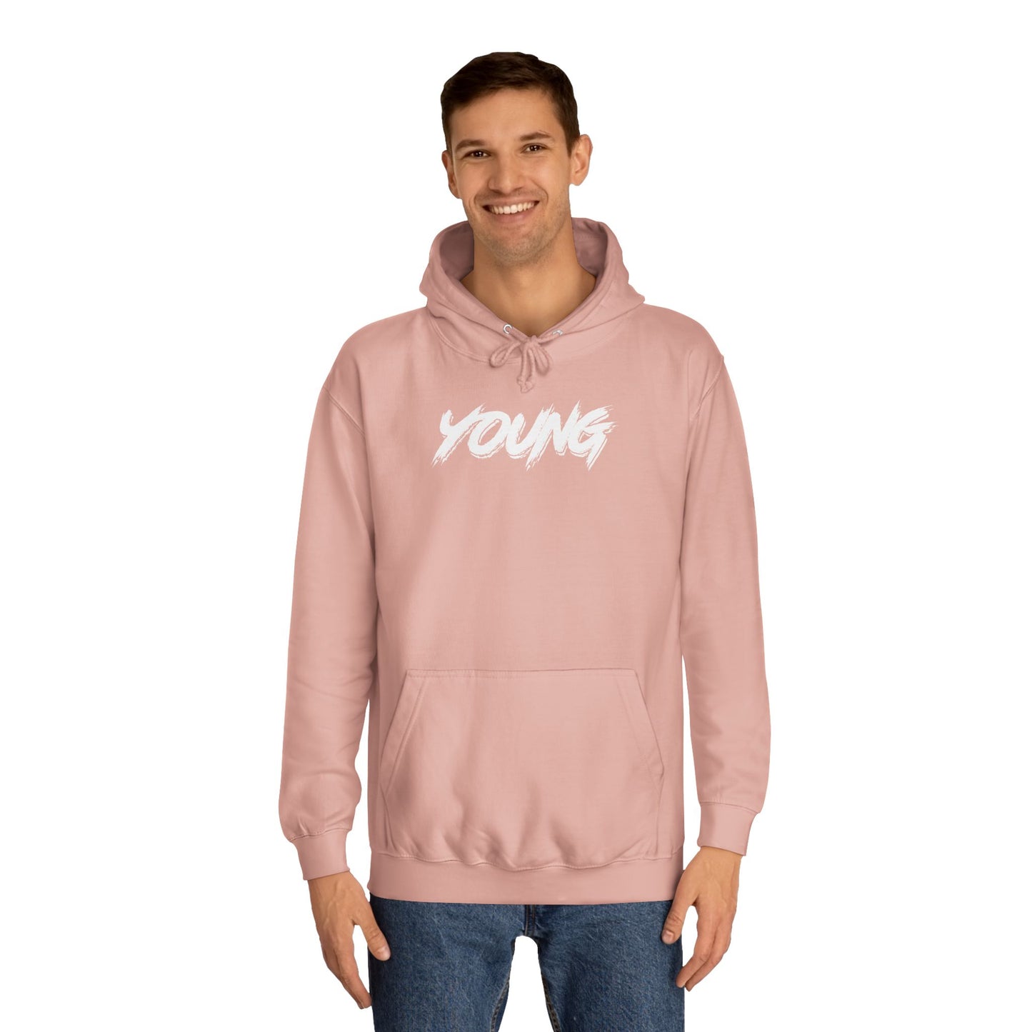 YOUNG (White logo) Logo Hoodie — Artist Branding College Sweatshirt