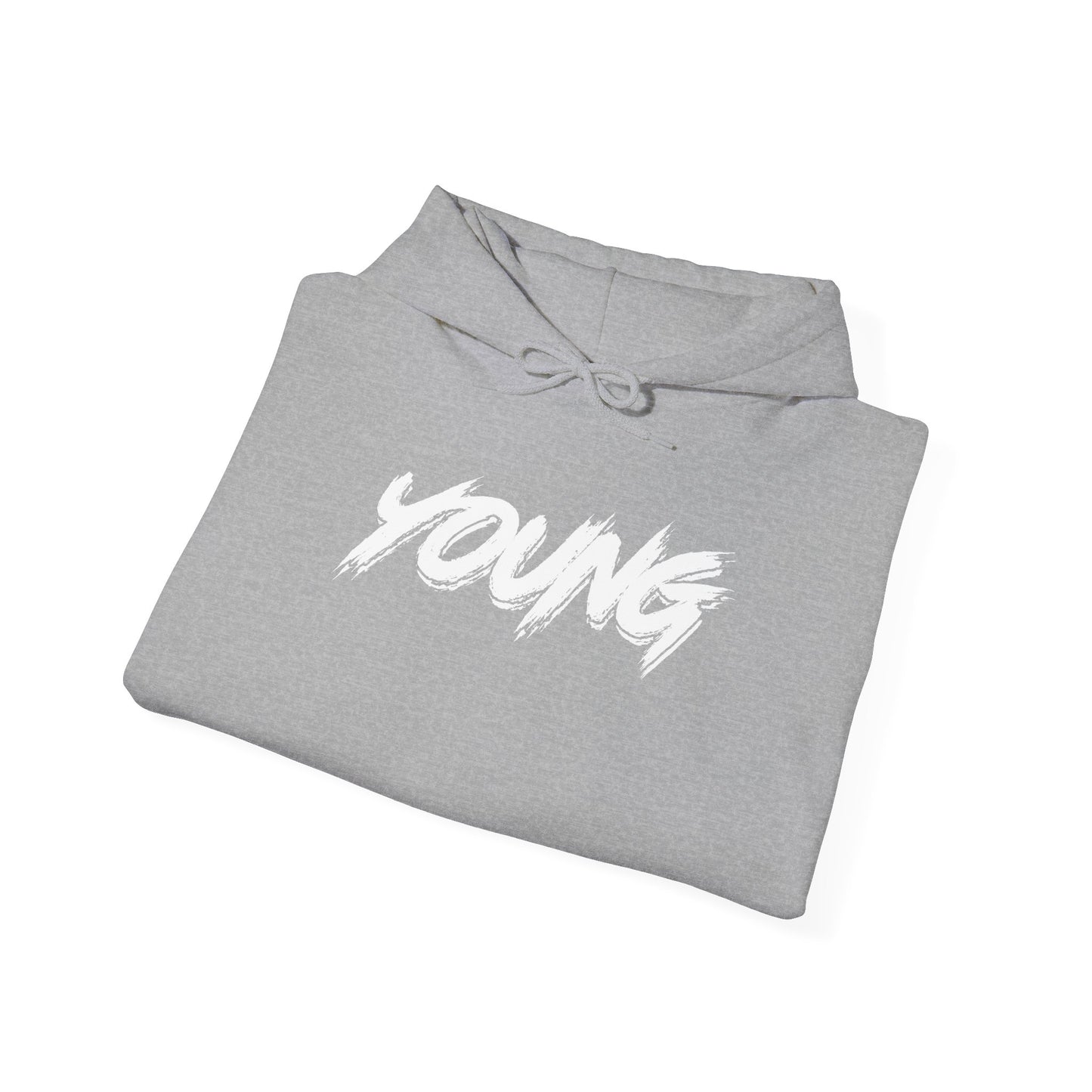 YOUNG (White Logo) Heavy Blend Hoodie — Dance Music Merch